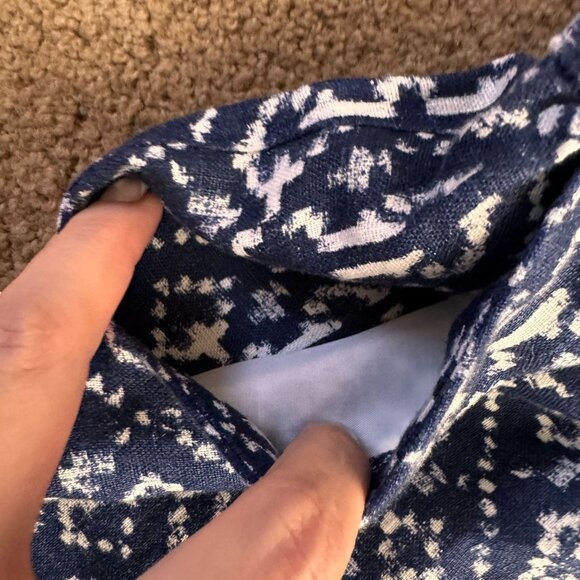 Style Co Linen‎ Pants Womens 4 Blue White Elastic Waist Pull On Loose Geometric - Picture 6 of 8